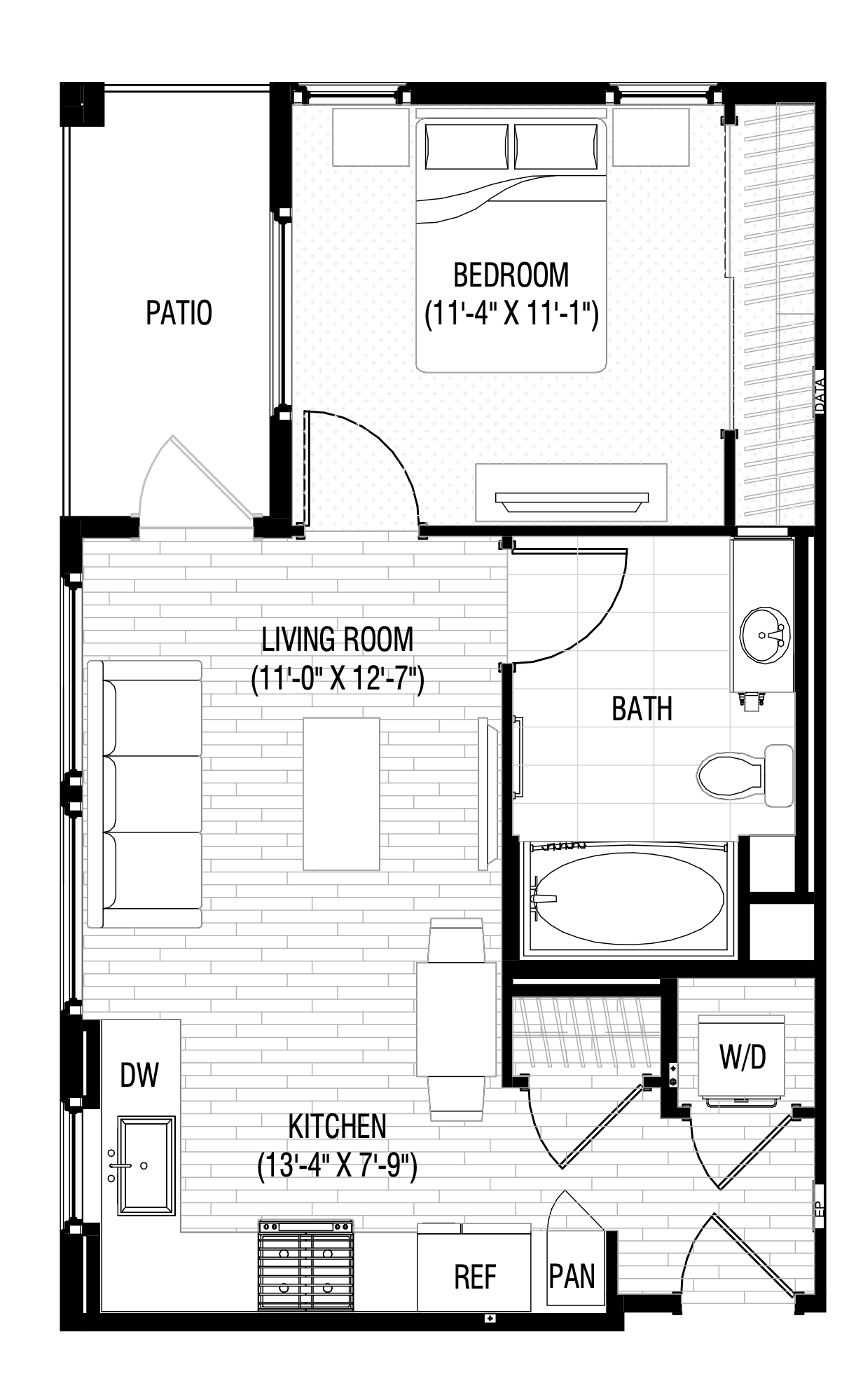 Alexan NoHo West One Bedroom Floor Plan A1
