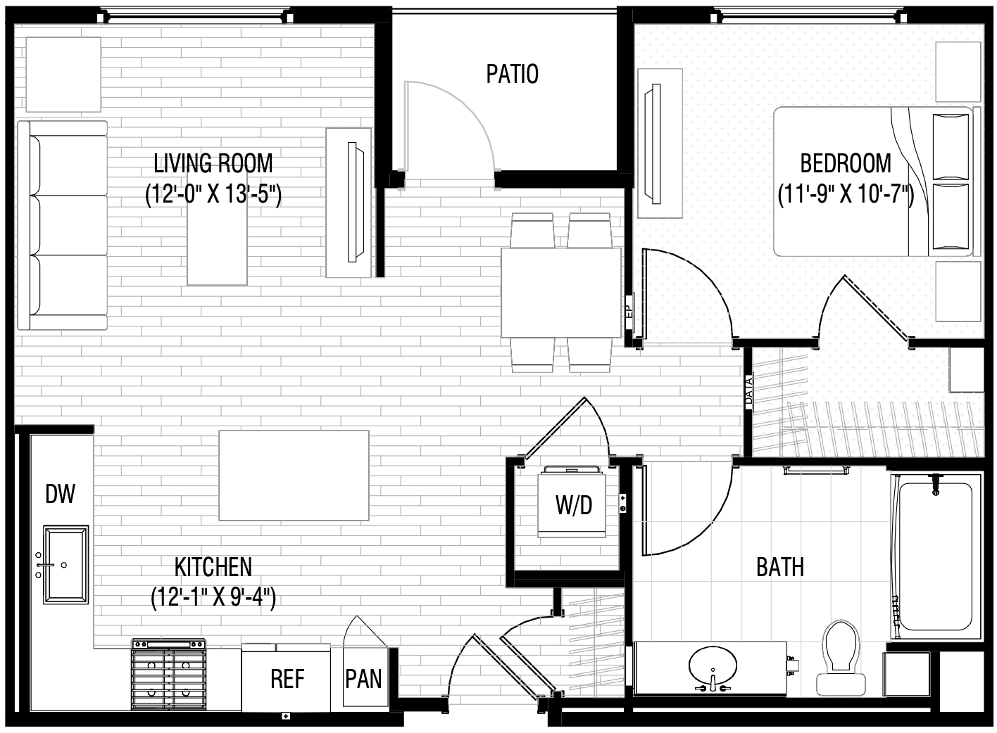 Alexan NoHo West One Bedroom Floor Plan A11
