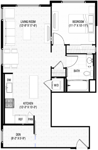 Alexan NoHo West One Bedroom Floor Plan A12