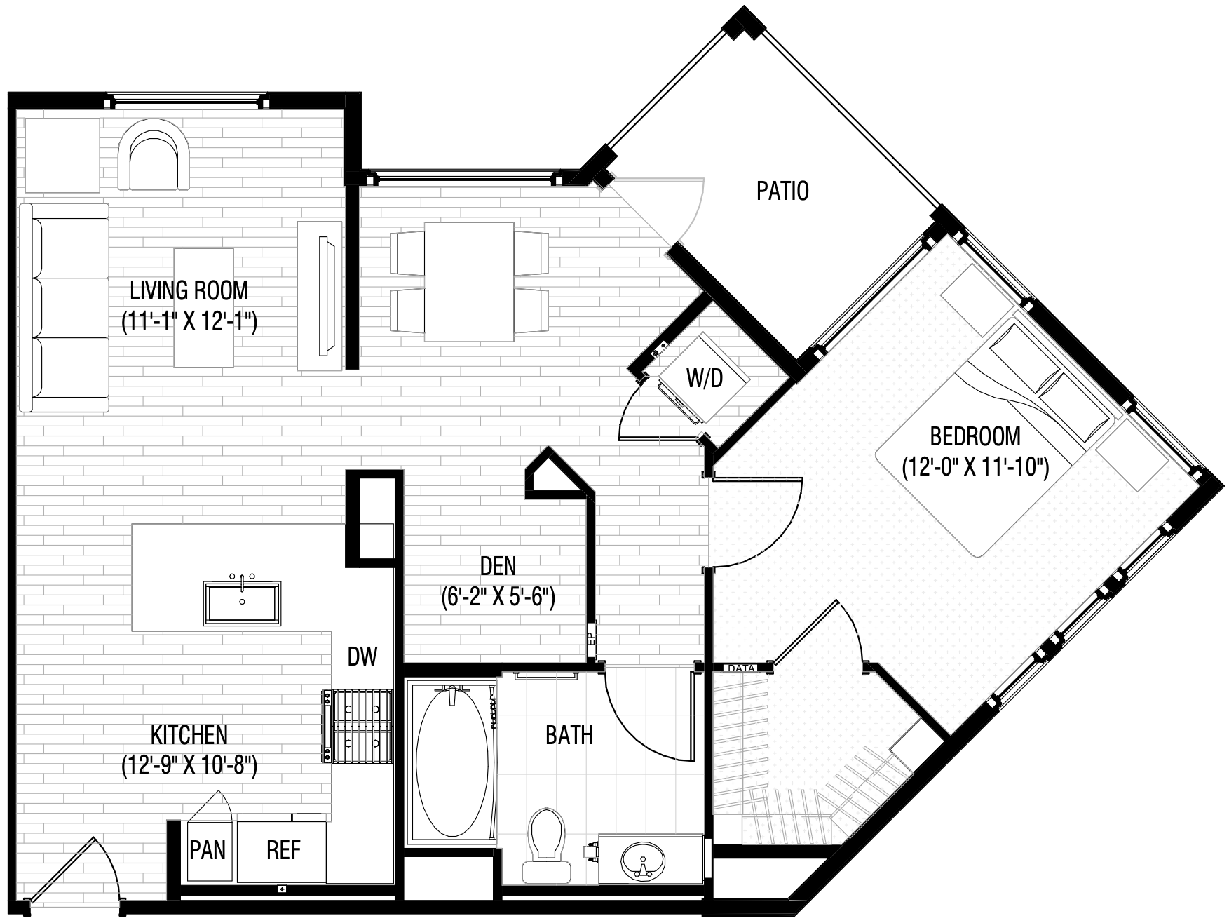 Alexan NoHo West One Bedroom Floor Plan A13