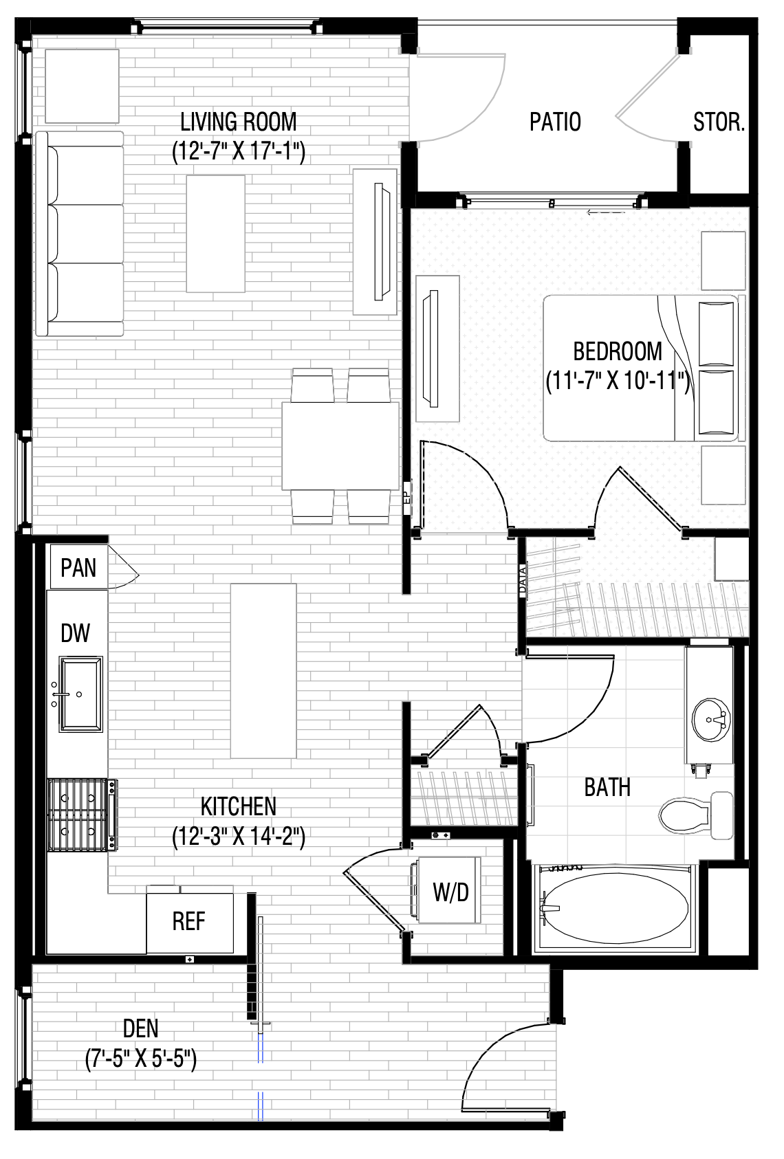 Alexan NoHo West One Bedroom Floor Plan A14