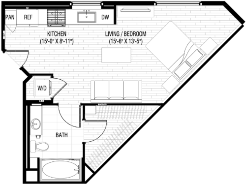 Alexan NoHo West Studio Floor Plan S3