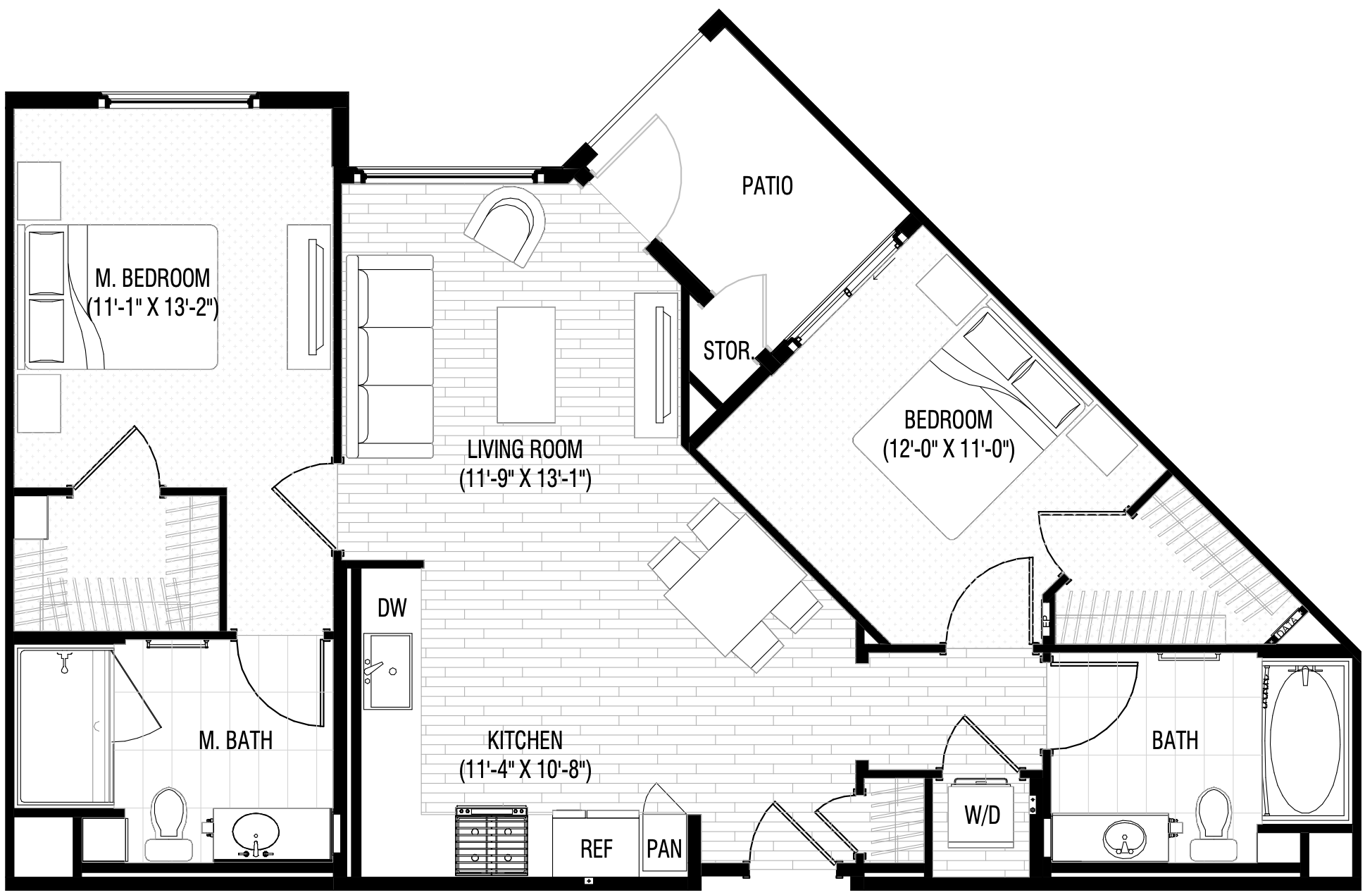Alexan NoHo West Two Bedroom Floor Plan B1