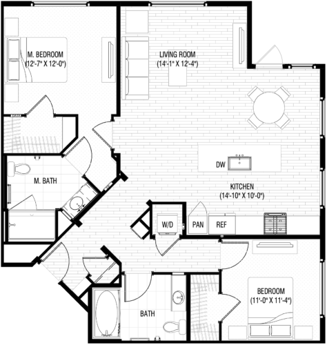 Alexan NoHo West Two Bedroom Floor Plan B7